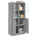 vidaXL szürke sonoma színű magasszekrény ajtókkal 68x37x142 cm