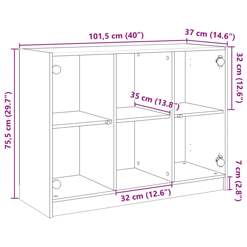 vidaXL fekete szerelt fa tálalószekrény 102x37x75,5 cm