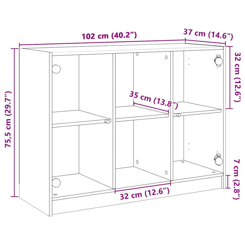 vidaXL sonoma tölgy színű szerelt fa tálalóasztal 102x37x75,5 cm