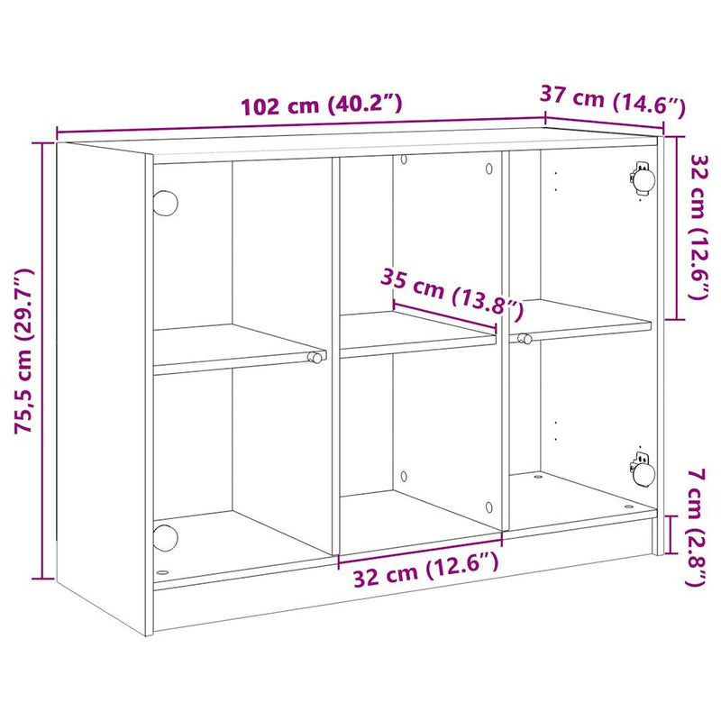 vidaXL betonszürke szerelt fa tálalószekrény 102x37x75,5 cm