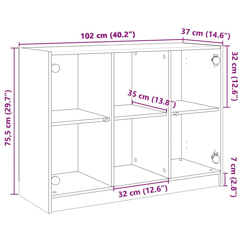 vidaXL füstös tölgy színű szerelt fa tálalószekrény 102x37x75,5 cm