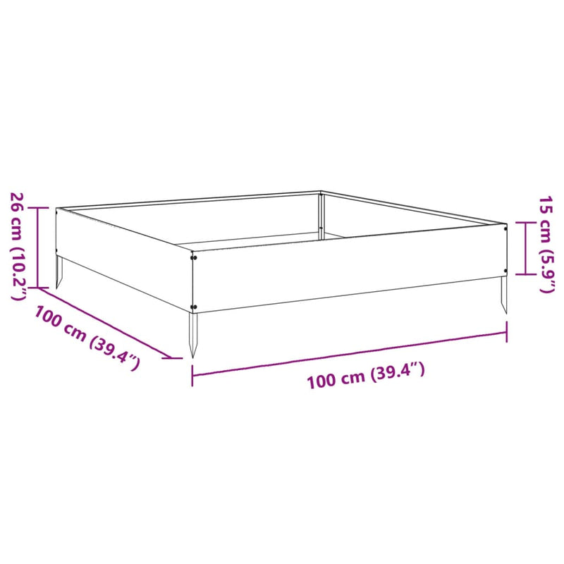 vidaXL antracitszürke acél kerti magaságyás 100 x 100 x 26 cm