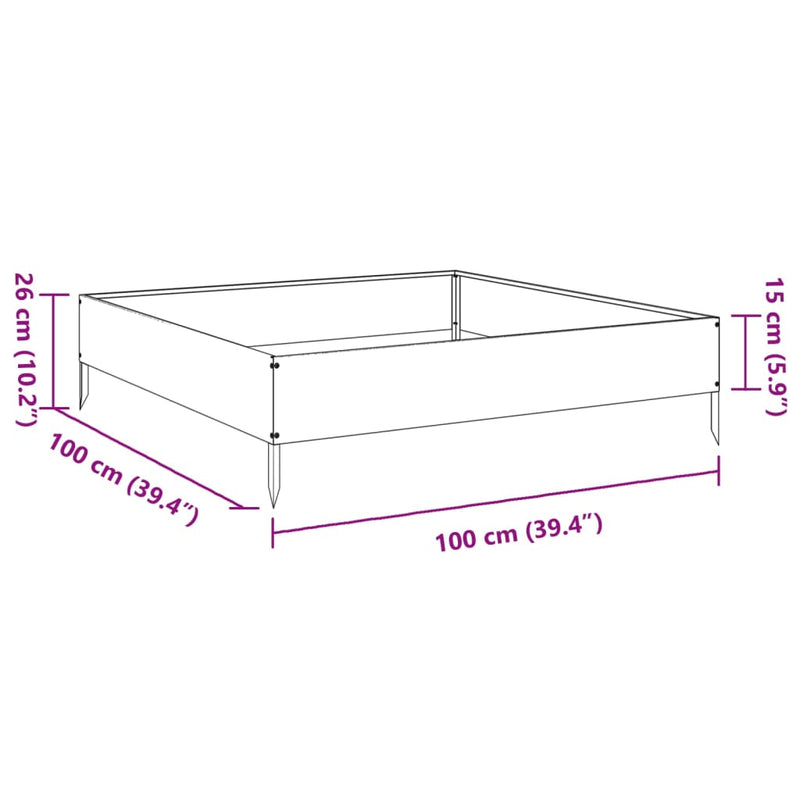 vidaXL horganyzott acél kerti magaságyás 100 x 100 x 26 cm