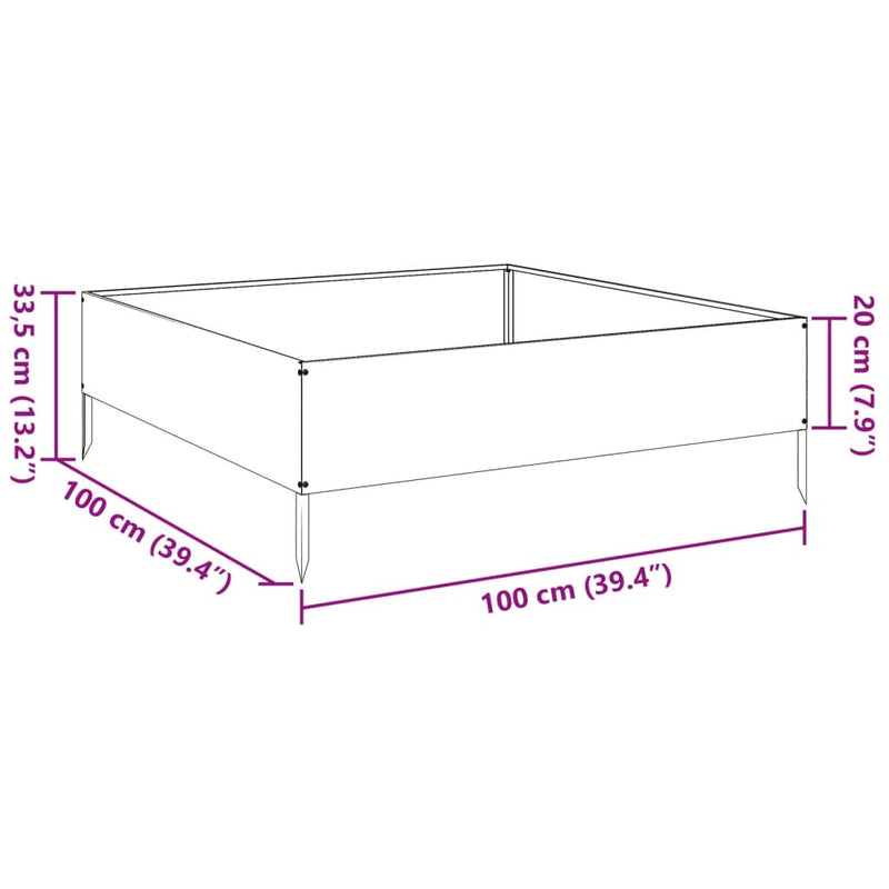 vidaXL fehér acél kerti magaságyás 100 x 100 x 33,5 cm