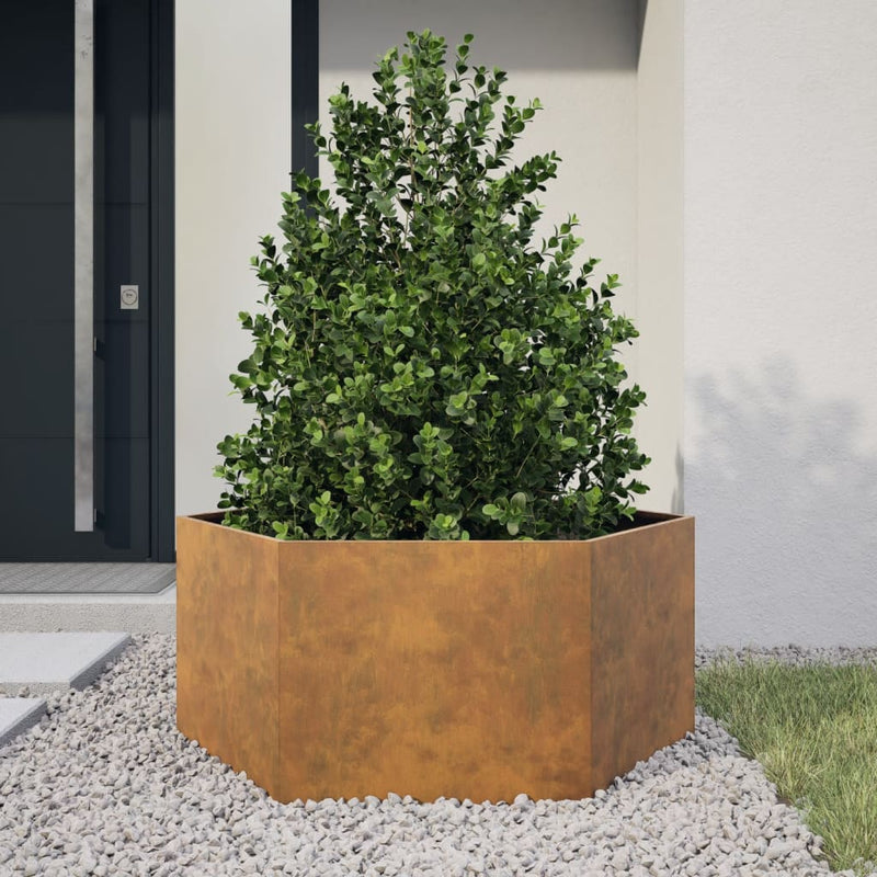 vidaXL hatszögű corten acél kerti növénytartó 104 x 90 x 45 cm