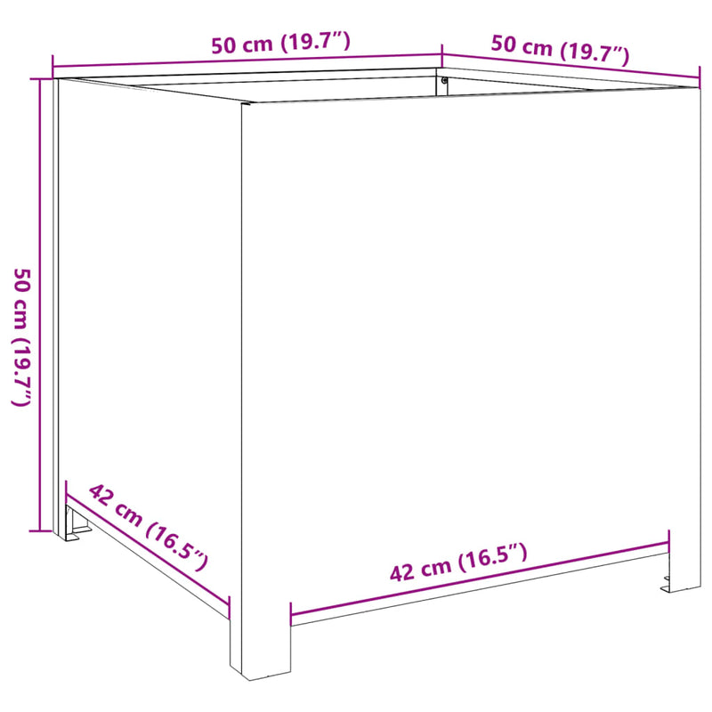 vidaXL antracitszürke acél kerti virágtartó 50 x 50 x 50 cm