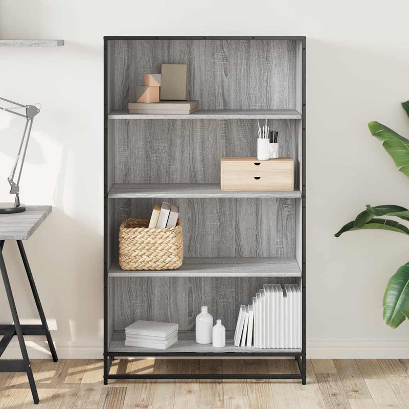 vidaXL szürke sonoma színű szerelt fa könyvespolc 80,5 x 35 x 139 cm