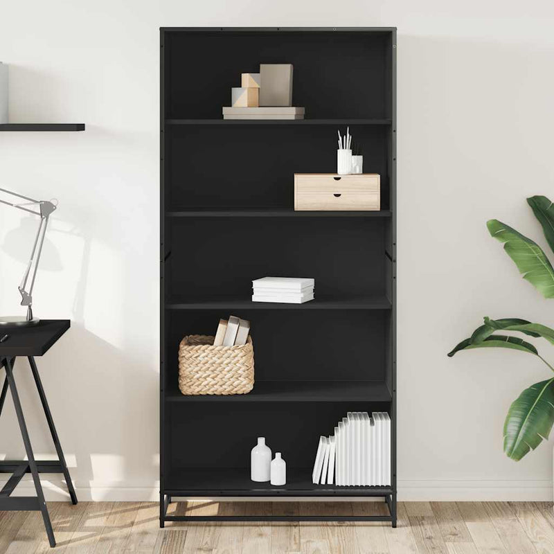 vidaXL fekete szerelt fa könyvszekrény 80,5 x 35 x 170,5 cm