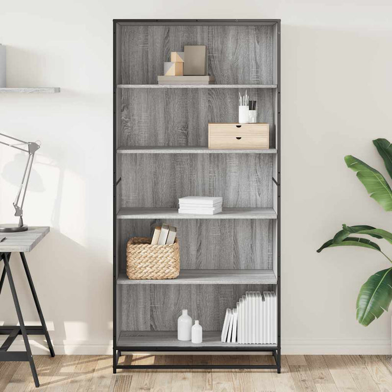 vidaXL szürke sonoma színű szerelt fa könyvespolc 80,5 x 35 x 170,5 cm