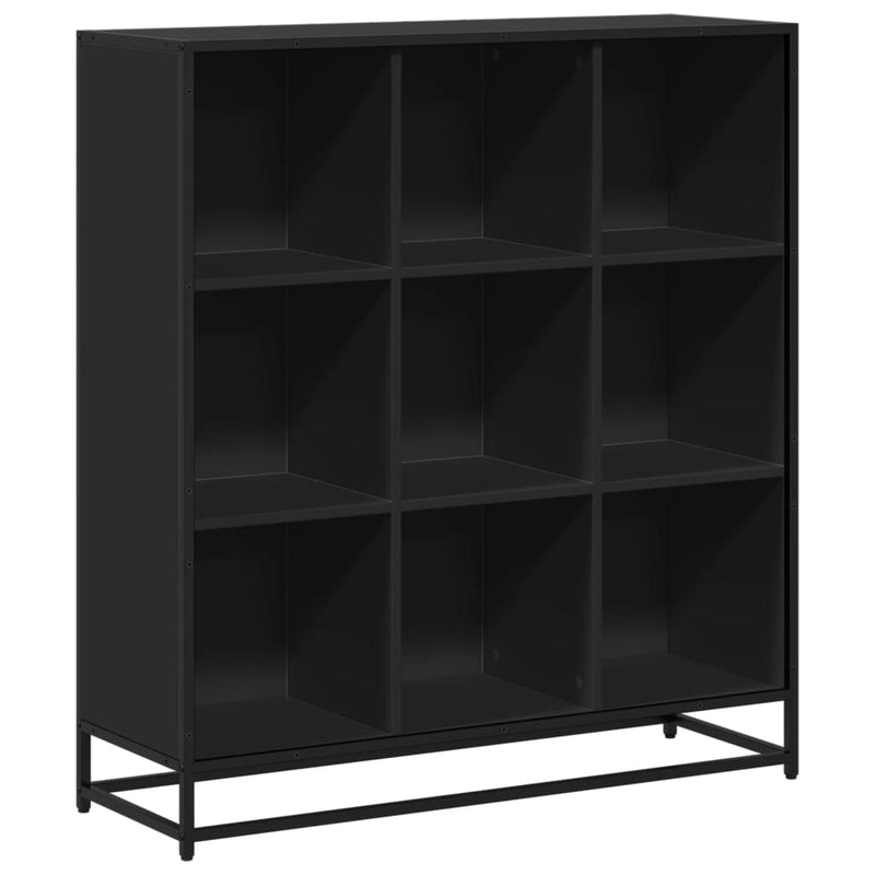 vidaXL fekete szerelt fa és fém könyvszekrény 97,5 x 33 x 107,5 cm