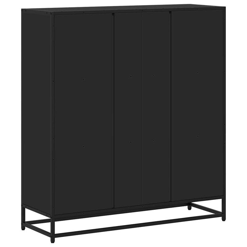 vidaXL fekete szerelt fa és fém könyvszekrény 97,5 x 33 x 107,5 cm