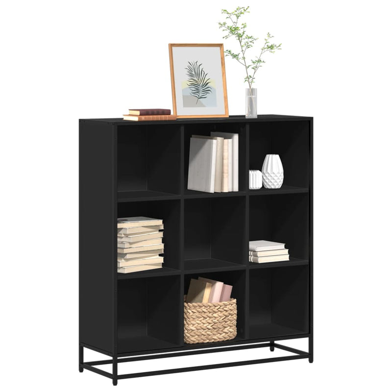 vidaXL fekete szerelt fa és fém könyvszekrény 97,5 x 33 x 107,5 cm
