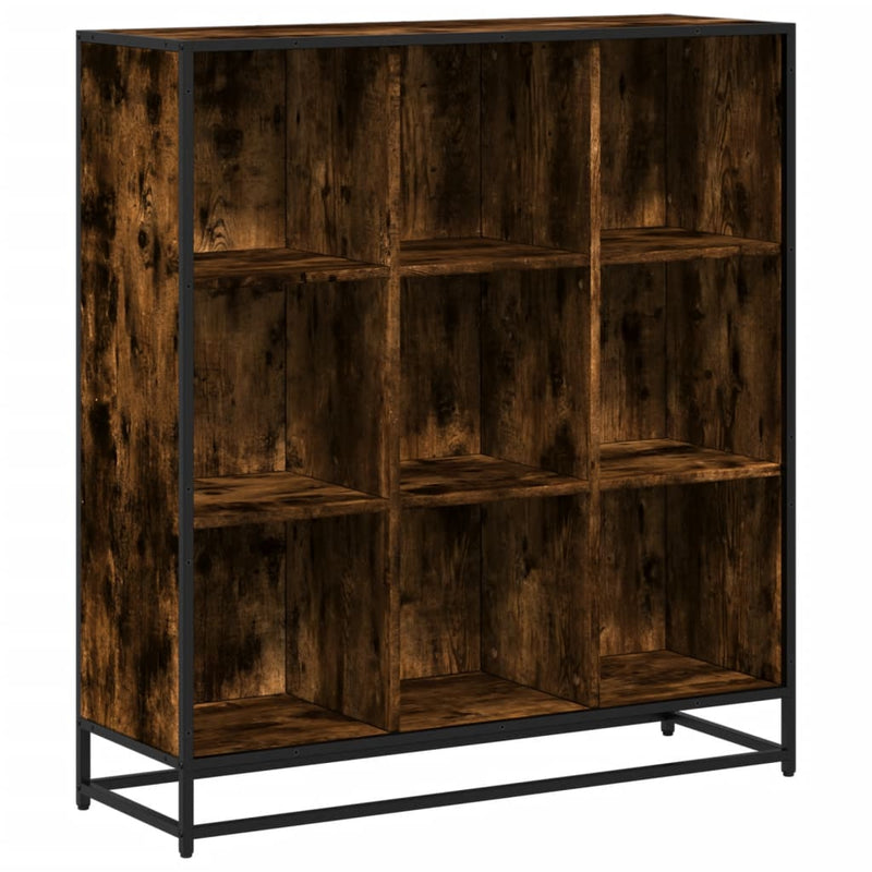 vidaXL füstös tölgy szerelt fa és fém könyvszekrény 97,5x33x107,5 cm