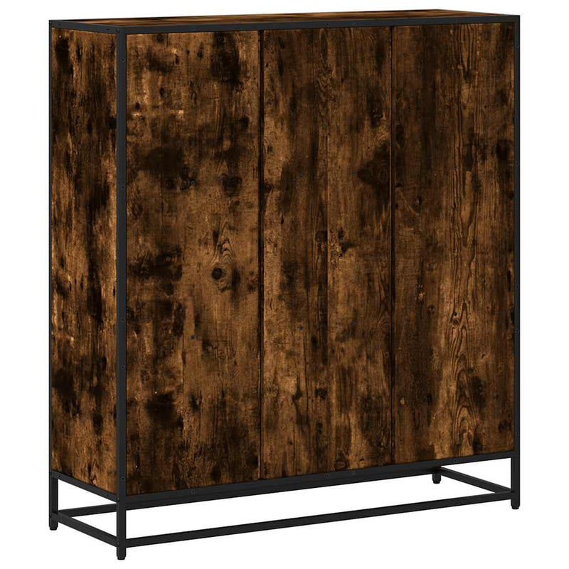 vidaXL füstös tölgy szerelt fa és fém könyvszekrény 97,5x33x107,5 cm
