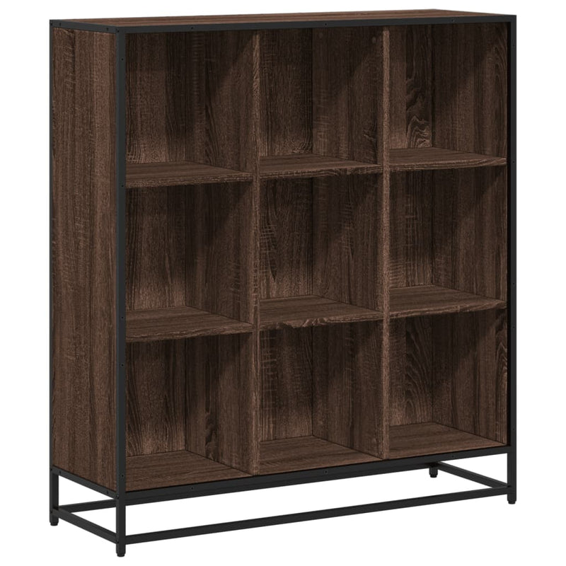 vidaXL barna tölgy szerelt fa és fém könyvszekrény 97,5x33x107,5 cm