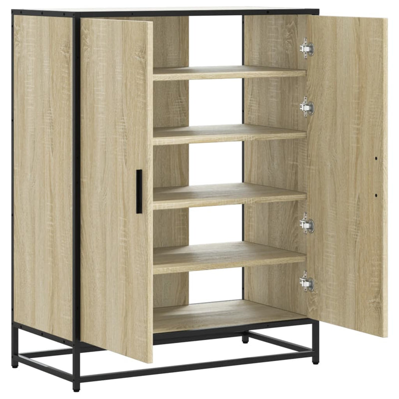 vidaXL sonoma tölgy színű szerelt fa és fém cipőszekrény 75x38x97,5 cm