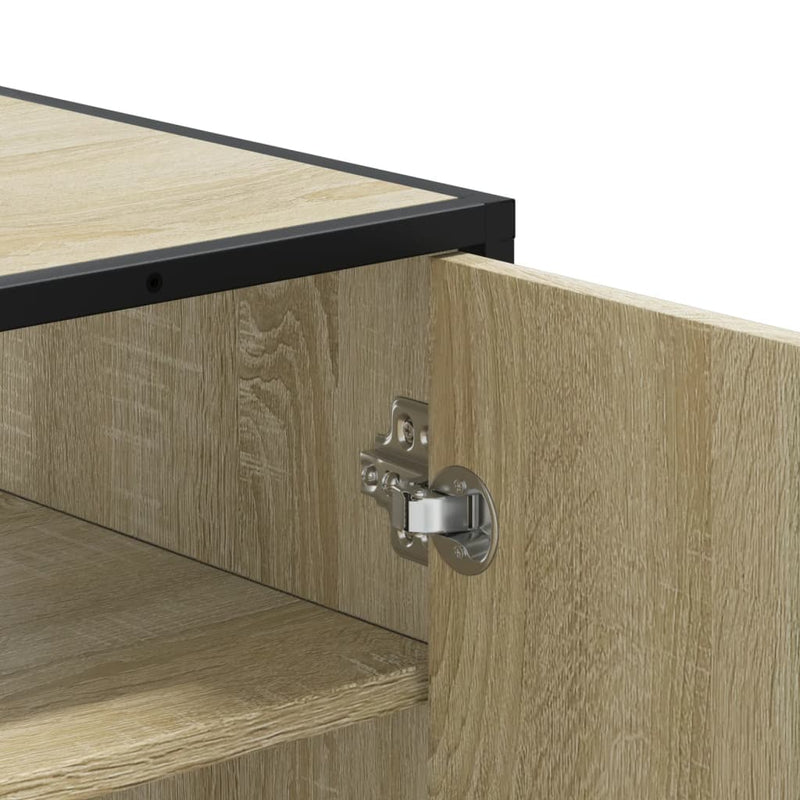 vidaXL sonoma tölgy színű szerelt fa és fém cipőszekrény 75x38x97,5 cm