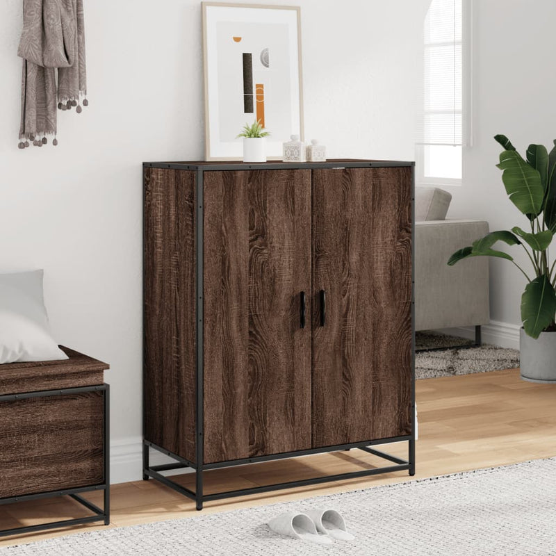 vidaXL barna tölgy színű szerelt fa és fém cipőszekrény 75x38x97,5 cm