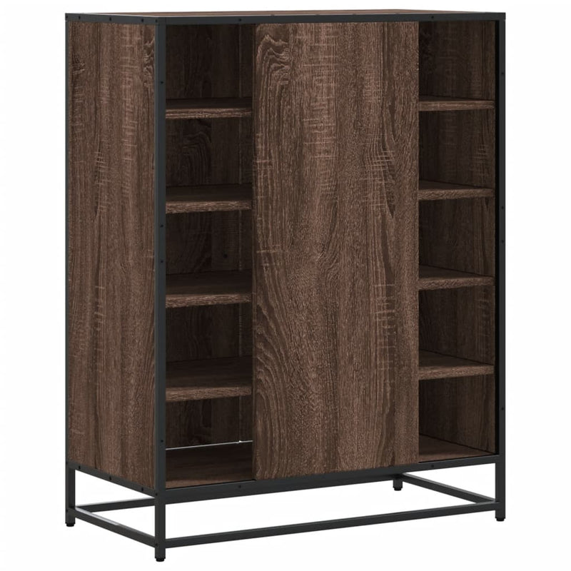 vidaXL barna tölgy színű szerelt fa és fém cipőszekrény 75x38x97,5 cm