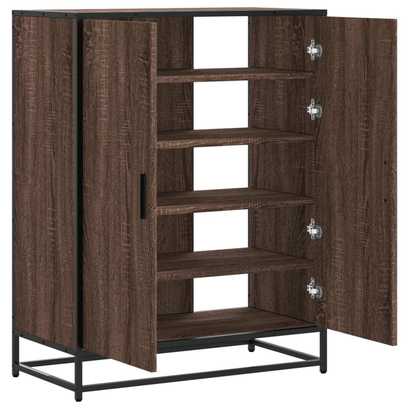 vidaXL barna tölgy színű szerelt fa és fém cipőszekrény 75x38x97,5 cm