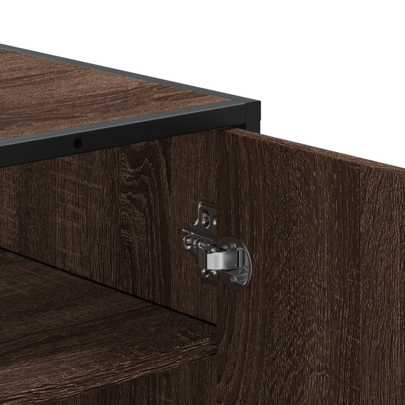 vidaXL barna tölgy színű szerelt fa és fém cipőszekrény 75x38x97,5 cm