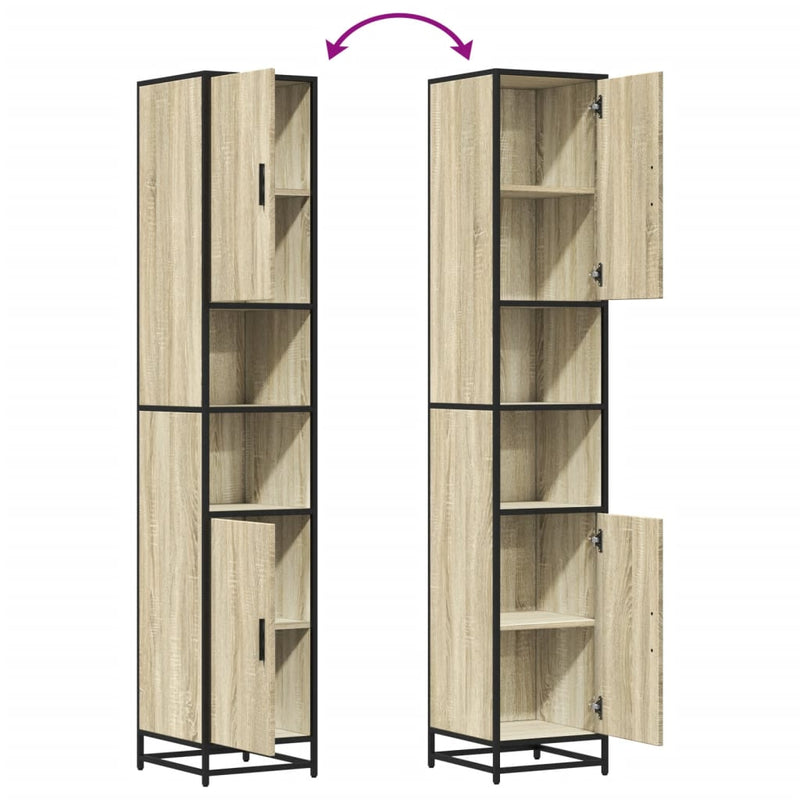 vidaXL sonoma tölgy szerelt fa és fém fürdőszekrény 35x37,5x188,5 cm