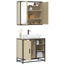 vidaXL 2 részes sonoma tölgyszínű szerelt fa fürdőszobai bútorszett