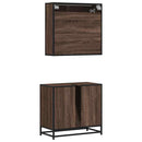 vidaXL 2 részes barna tölgy színű szerelt fa fürdőszobai bútorszett