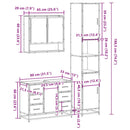 vidaXL 3 részes füstös tölgy színű szerelt fa fürdőszobai bútorszett