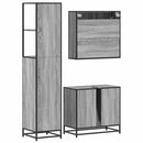 vidaXL 3 részes szürke sonoma színű szerelt fa fürdőszobai bútorszett