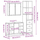 vidaXL 3 részes barna tölgy színű szerelt fa fürdőszobai bútorszett