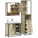 vidaXL 3 részes sonoma tölgyszínű szerelt fa fürdőszobai bútorszett