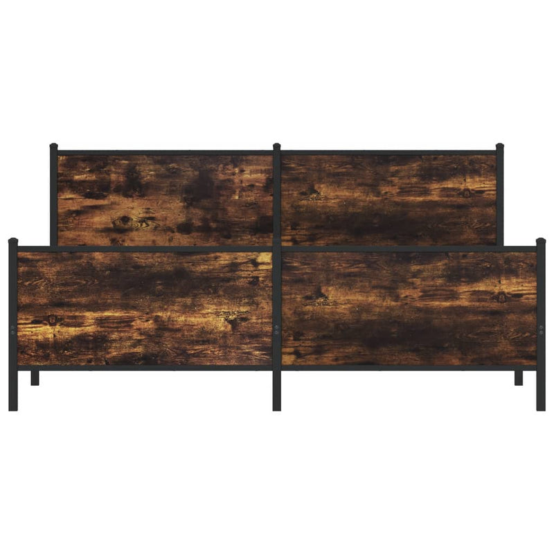 vidaXL füstös tölgy színű fém ágykeret matrac nélkül 180 x 200 cm