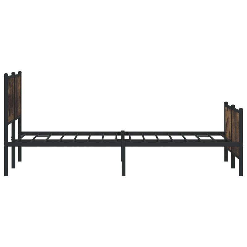 vidaXL füstös tölgy színű fém ágykeret matrac nélkül 180 x 200 cm