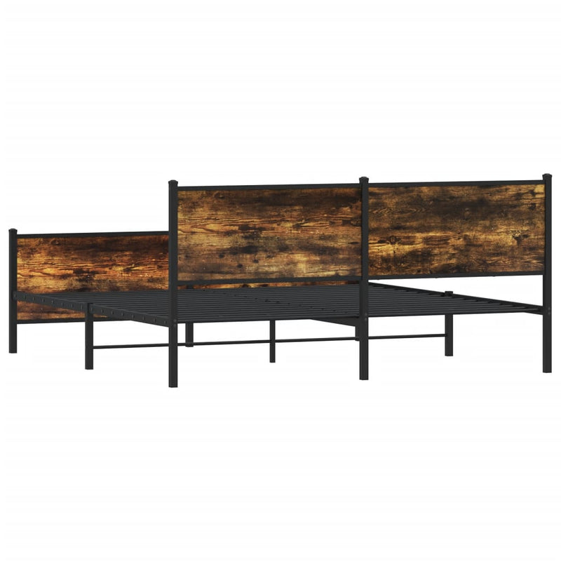 vidaXL füstös tölgy színű fém ágykeret matrac nélkül 180 x 200 cm