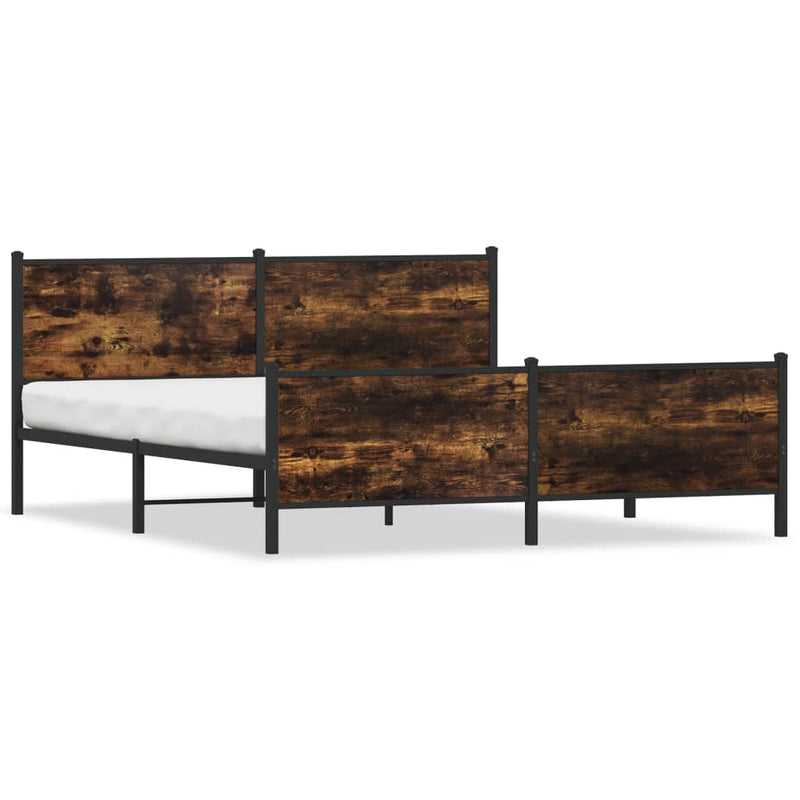 vidaXL füstös tölgy színű fém ágykeret matrac nélkül 193 x 203 cm