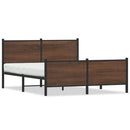 vidaXL barna tölgy színű fém ágykeret matrac nélkül 140 x 190 cm