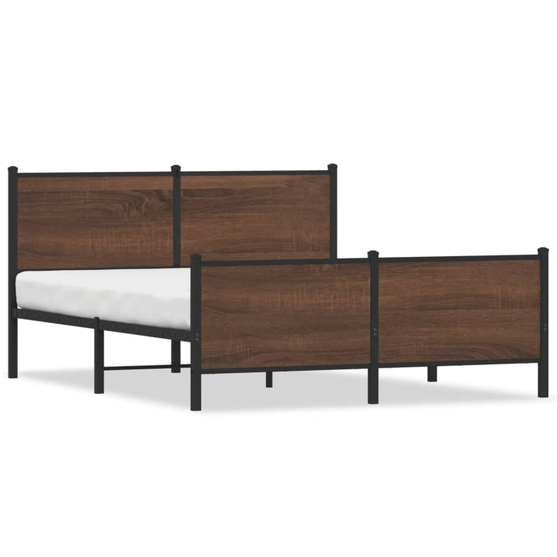 vidaXL barna tölgy színű fém ágykeret matrac nélkül 160 x 200 cm