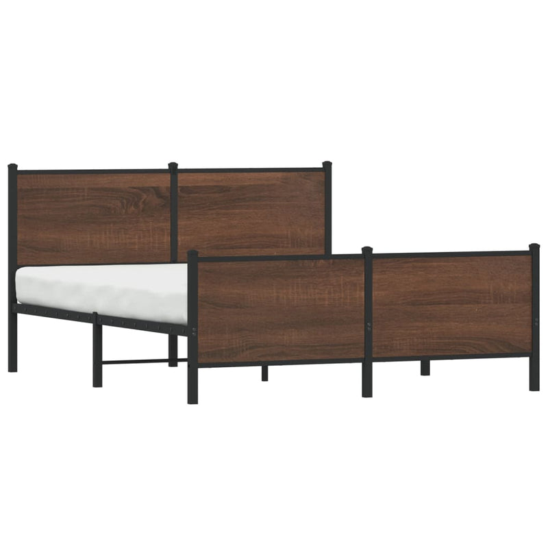 vidaXL barna tölgy színű fém ágykeret matrac nélkül 160 x 200 cm