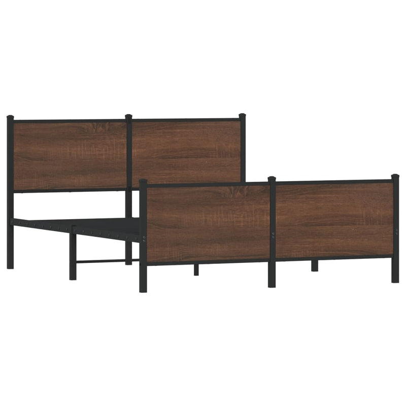 vidaXL barna tölgy színű fém ágykeret matrac nélkül 160 x 200 cm