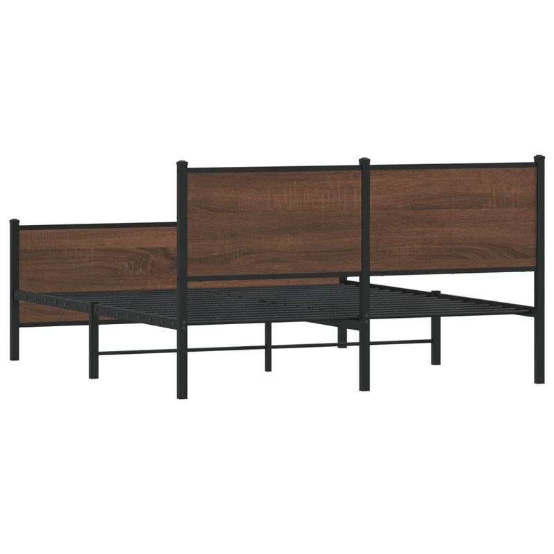 vidaXL barna tölgy színű fém ágykeret matrac nélkül 160 x 200 cm