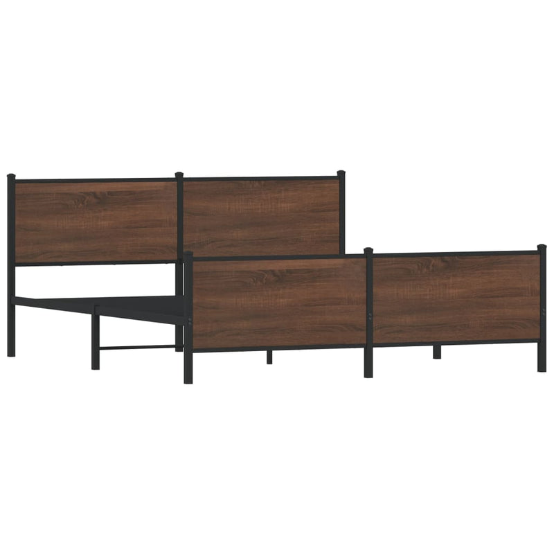 vidaXL barna tölgy színű fém ágykeret matrac nélkül 180 x 200 cm