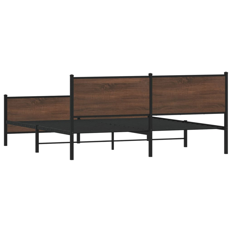 vidaXL barna tölgy színű fém ágykeret matrac nélkül 180 x 200 cm