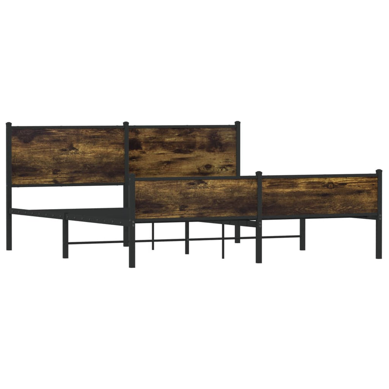 vidaXL füstös tölgy színű fém ágykeret matrac nélkül 180 x 200 cm
