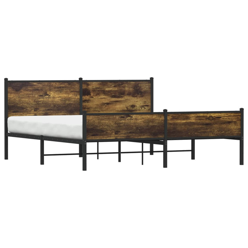 vidaXL füstös tölgy színű fém ágykeret matrac nélkül 180 x 200 cm