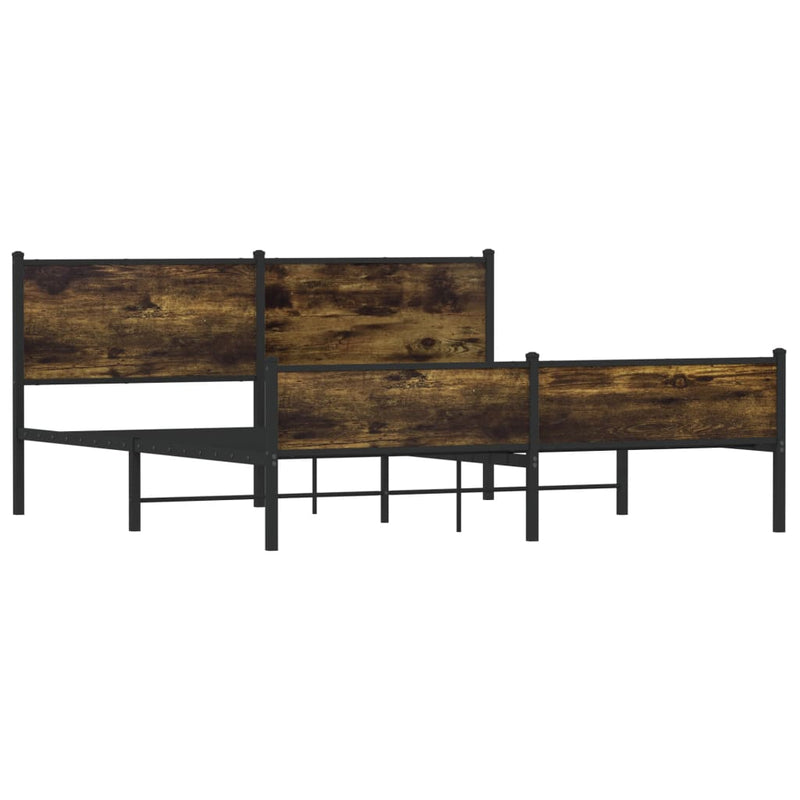 vidaXL füstös tölgy színű fém ágykeret matrac nélkül 180 x 200 cm