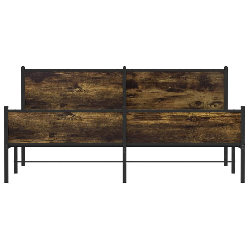 vidaXL füstös tölgy színű fém ágykeret matrac nélkül 180 x 200 cm