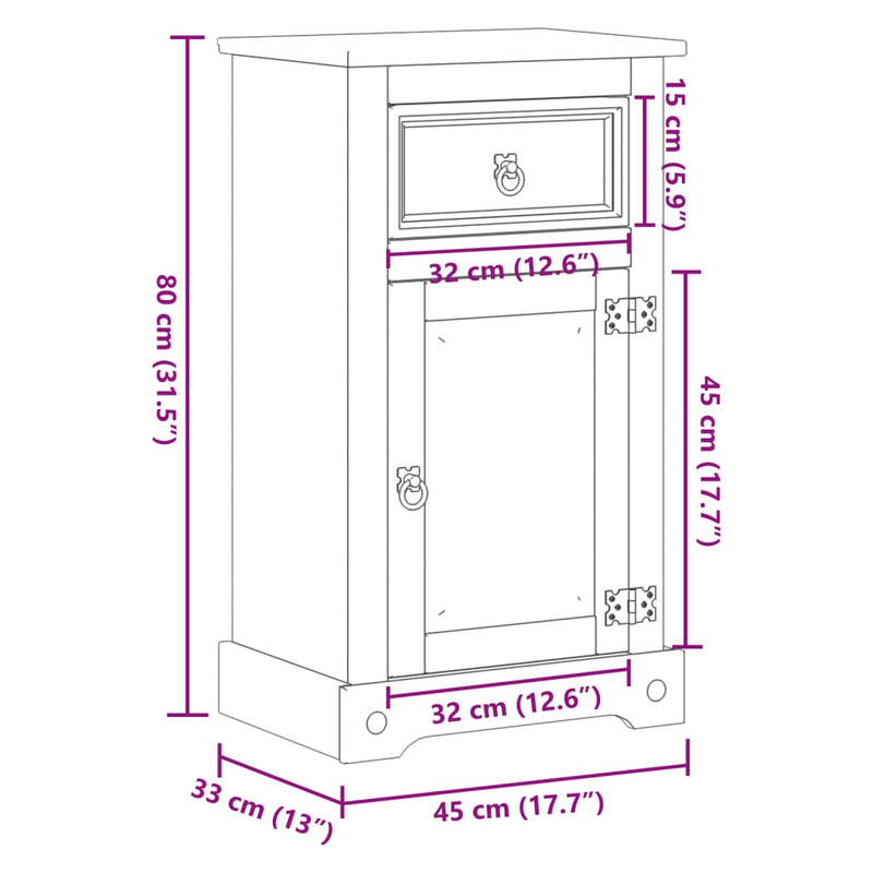 vidaXL Corona tömör fenyőfa fürdőszobaszekrény 45 x 33 x 80 cm