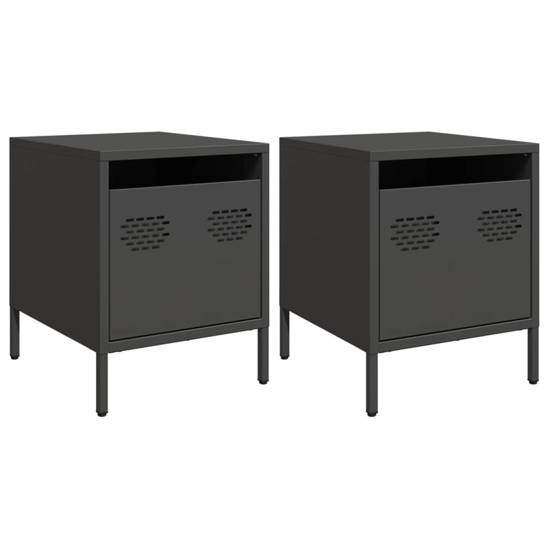 vidaXL 2 db fekete acél éjjeliszekrény 35 x 39 x 43,5 cm