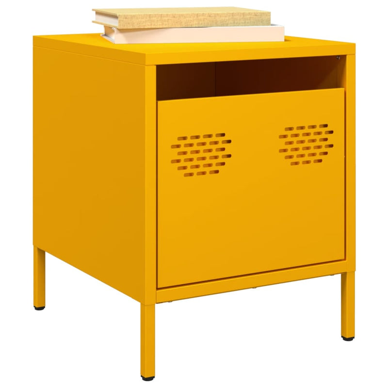 vidaXL 2 db mustársárga acél éjjeliszekrény 35 x 39 x 43,5 cm